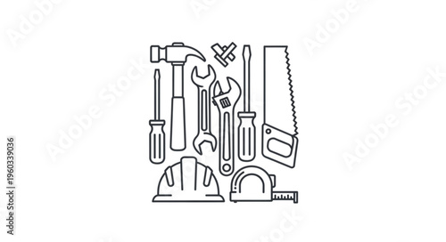 Collection of tools essential for construction and various repair tasks, ready to use.