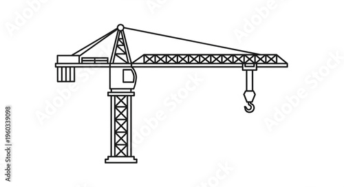 Detailed illustration of a construction crane, perfect for engineering projects and designs.
