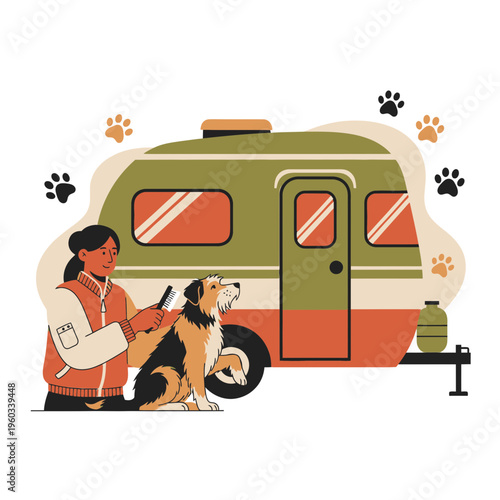 Mobile Pet Grooming Business Offering Services At A Scenic Campsite