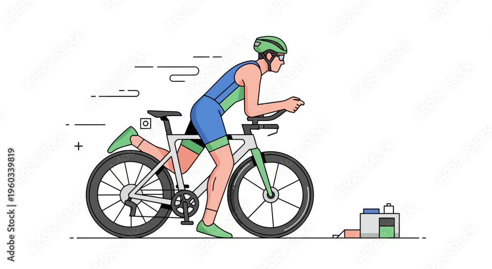 Naklejka premium Modern Cyclist In Aerodynamic Position Ascending Hills With Determination And Speed