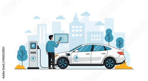 Modern Electric Vehicle Charging Station In A Cityscape