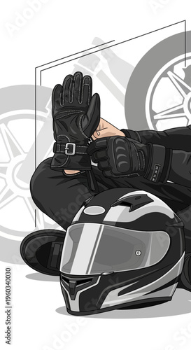 Modern Motorcycle Gear And Rider Ready For Adventure