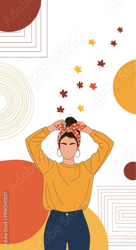 Modern Minimalist Fall Fashion Portrait Artwork Autumn Vibes