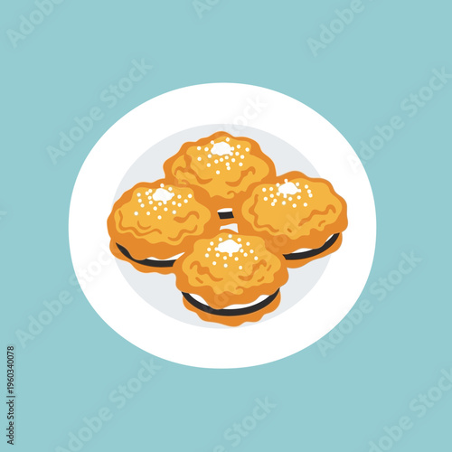 Delicious sweet pastries on plate.