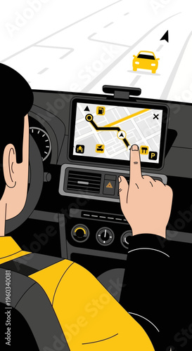 Modern Navigation System Guiding a Driver Safely On The Road Ahead