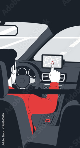 Modern Navigation System In A Car Interior View Technology