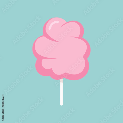 Pink cotton candy on stick sweet.
