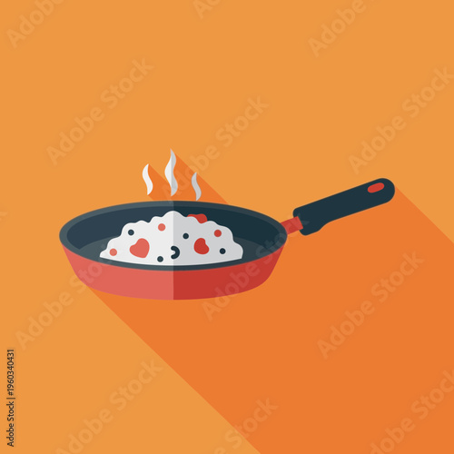 Delicious food in a frying pan.