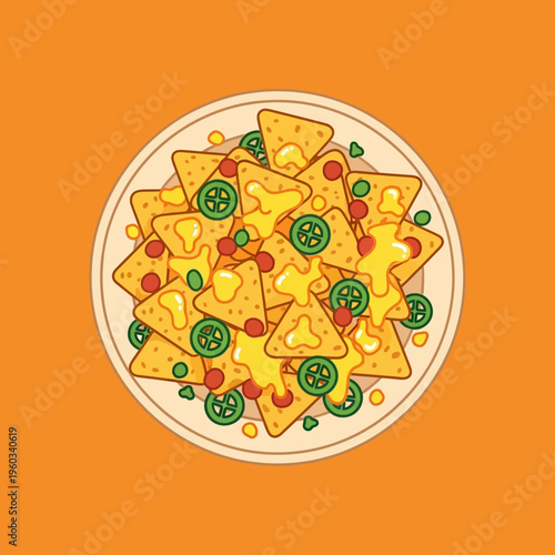 A plate of nachos with cheese.