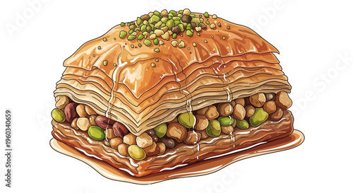 Delicious Baklava Dessert with Pistachios and Walnuts