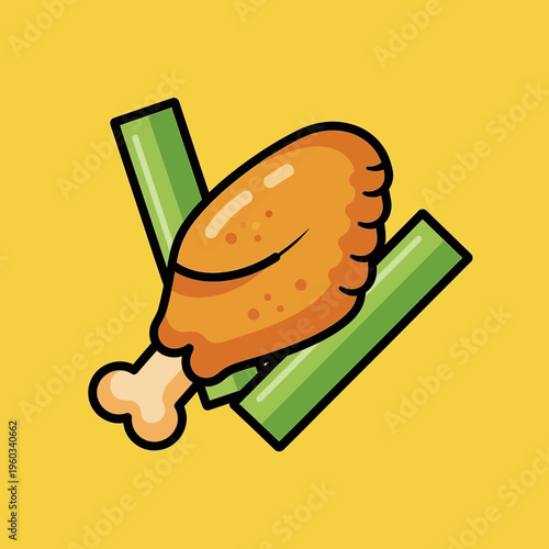 fried chicken drumstick with bone.