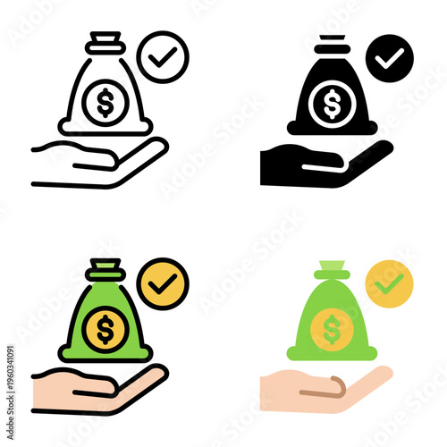 Debt consolidation icon collection of various styles for design branding, print and digital media