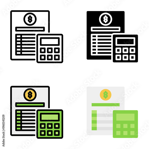 Budgeting icon collection of various styles for design branding, print and digital media