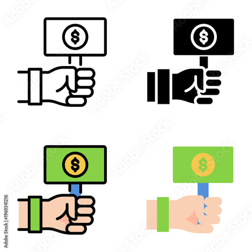 Bid icon collection of various styles for design branding, print and digital media