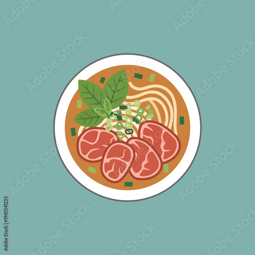Delicious bowl of sliced meat soup.