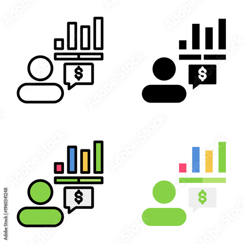 Financial advisor icon collection of various styles for design branding, print and digital media