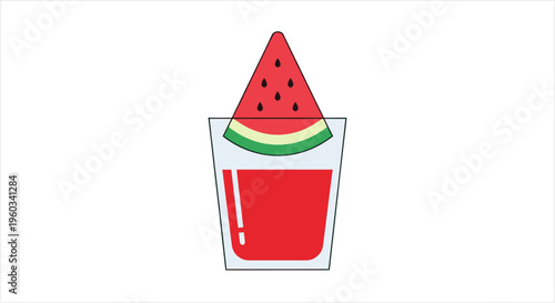 Refreshing Watermelon Juice with a Slice of Fresh Fruit.