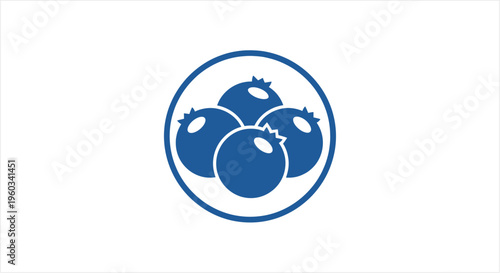 Blueberries in a circle icon, simple and clean design.