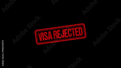 Visa Rejected stamp design motion graphics. grunge rubber stamp impression animation. visa rejected distressed texture effect 4k video.