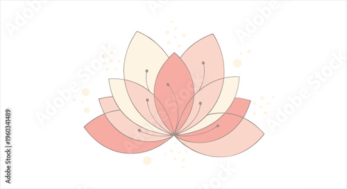 Delicate pastel lotus flower illustration with soft pink and cream petals.