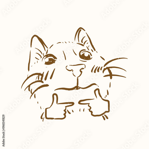 handdrawn meme of an shy cat