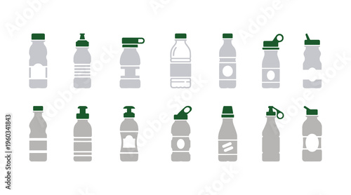 A group of disposable plastic bottles meant for liquid food. Various liquid food options

