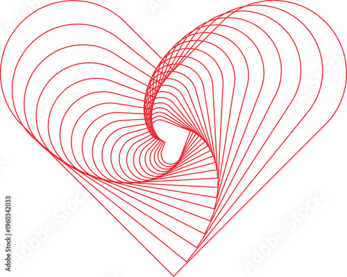 Red heart shape with curved lines