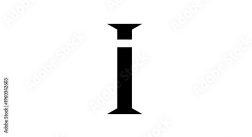 Minimalist Black Letter I Silhouette on White Background