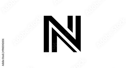 Bold Black Letter N Logo Design, Modern Typography, Minimalist Graphic