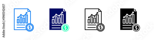 Financial Multiple Style Icon Set Vector 