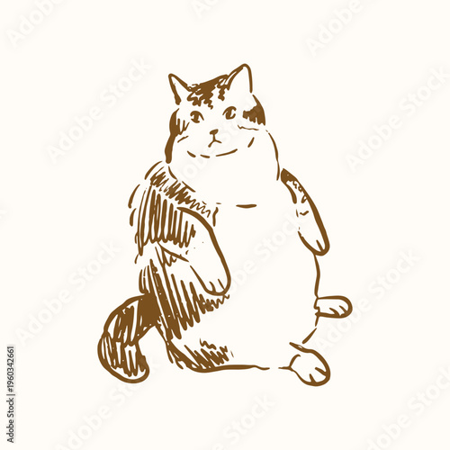 handdrawn meme of an fluffy fat cat