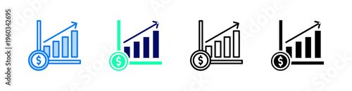 Economy Multiple Style Icon Set Vector 