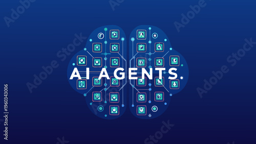 Ai agents concept a brain formed by connected nodes and circuits