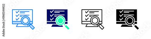 Inspection Multiple Style Icon Set Vector 