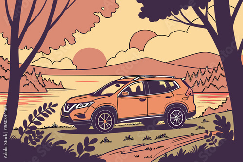 retro car on the beach