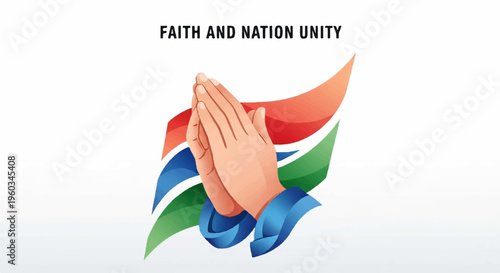 Praying hands with colorful abstract wings faith nation unity symbol