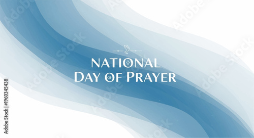 National day of prayer concept with blue wave design and white background for spirituality and contemplation
