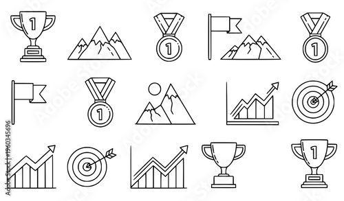 Motivation and success seamless pattern thin line vector illustration