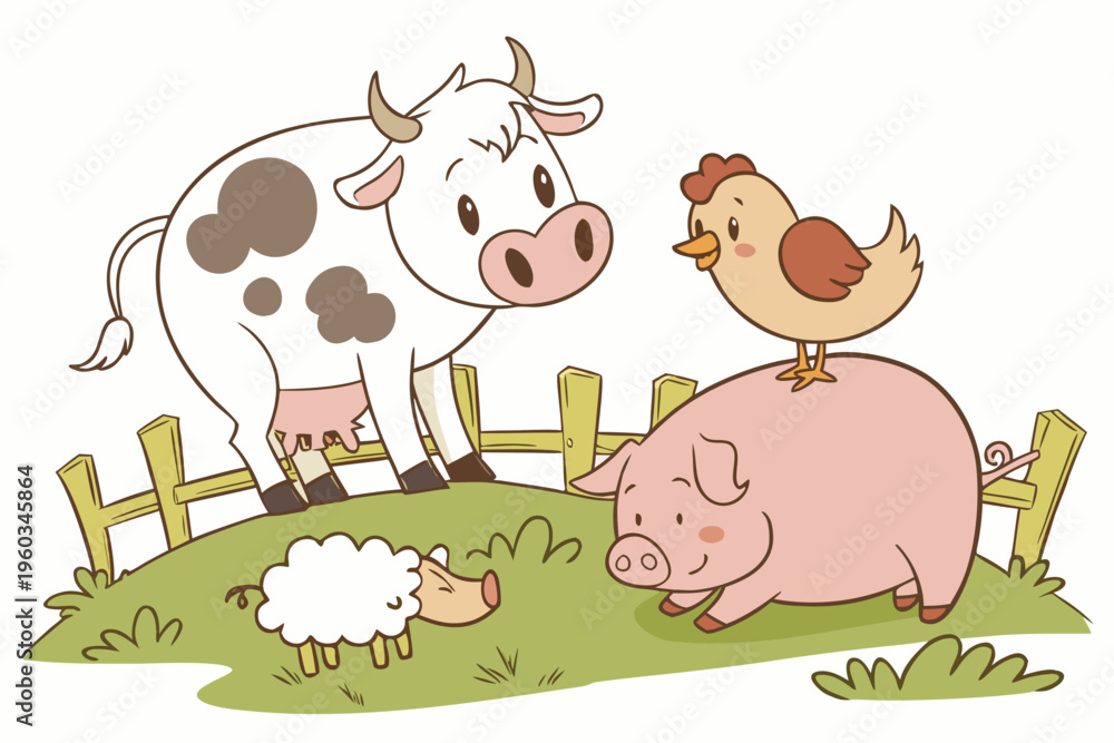 Fototapeta premium farm animals vector illustration