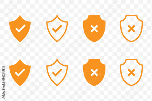 shield security icon set. safety, protection symbols. security icon with check mark and lock sign. Vector illustration