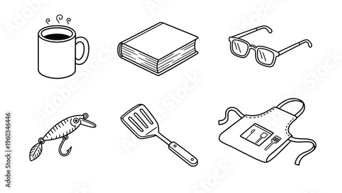 Everyday Objects Line Art Collection for Hobbies, Lifestyle, and Daily Activities