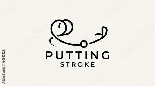 Putting stroke line art design emphasizing short game precision and club control