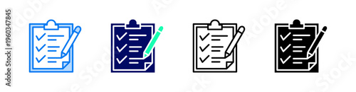 Planning Multiple Style Icon Set Vector 