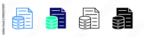 Data Multiple Style Icon Set Vector 