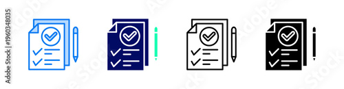 Assessment Multiple Style Icon Set Vector 