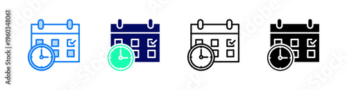 Schedule Multiple Style Icon Set Vector 