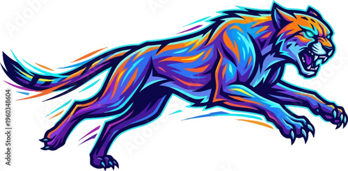 Running cheetah mascot with speed lines