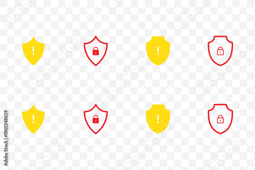 shield security icon set. safety, protection symbols. security icon with check mark and lock sign. Vector illustration