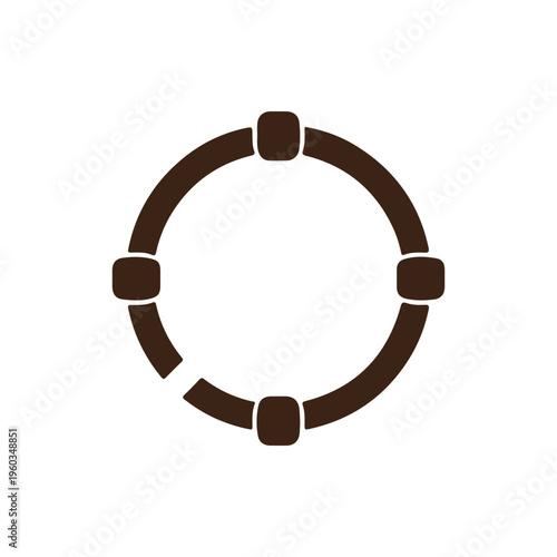 Minimalist Brown Incomplete Circle Icon With Four Connection Nodes