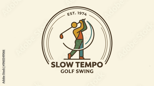 Slow tempo golf swing circular badge design